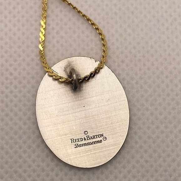 Vintage Damascene 24k Gold Electroplated Owl Necklace or Pin by Reed and Barton - Picture 3 of 4